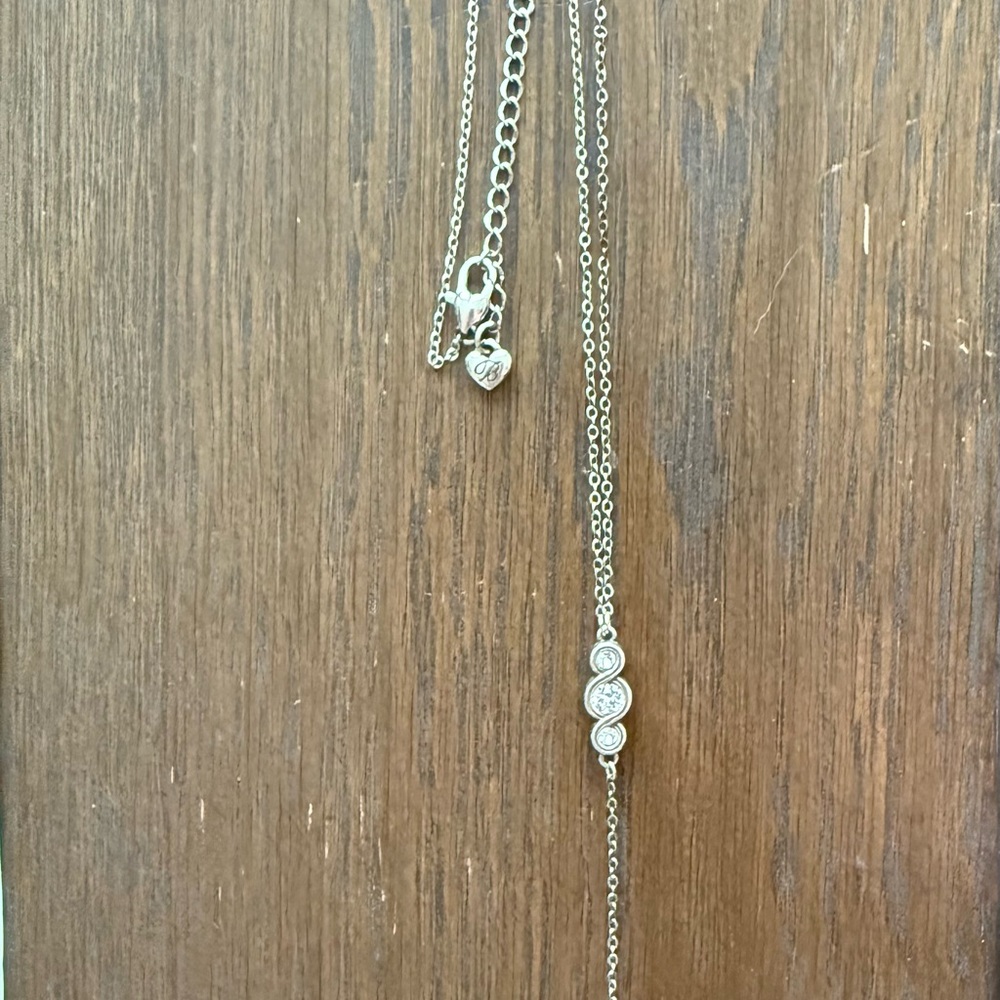 Brighton Elegant Silver Necklace with Crystal Lariat Charm.
